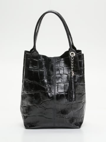 Abaco Leder-Schultertasche "Star" in Schwarz - (B)37 x (H)25 x (T)35 cm