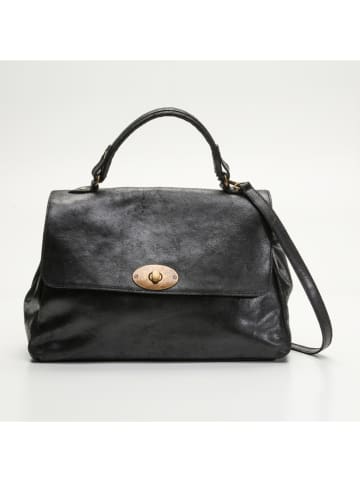 Abaco Leder-Henkeltasche "Tina" in Schwarz - (B)25 x (H)38 x (T)14 cm