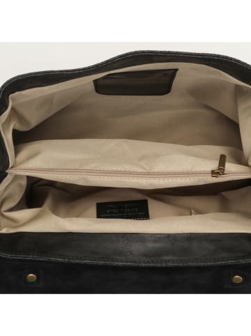 Abaco Leder-Henkeltasche "Tina" in Schwarz - (B)25 x (H)38 x (T)14 cm