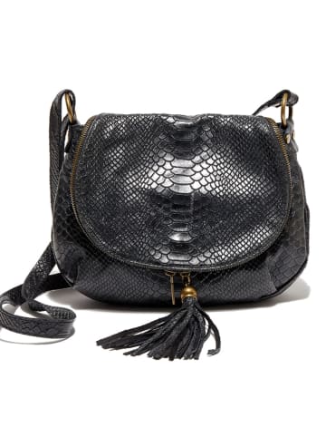 Abaco Leder-Umhängetasche "Lana" in Schwarz - (B)29 x (H)20 x (T)6 cm