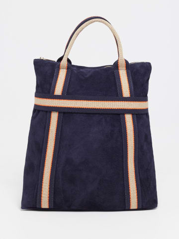 Abaco Leren rugzak "Gao" donkerblauw/beige - (B)37,5 x (H)9 x (D)37 cm