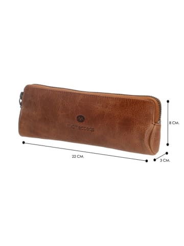 micmacbags Leder-Federmäppchen in Hellbraun - (B)22 x (H)8 x (T)3 cm