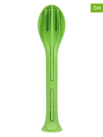 koziol 3-częściowy zestaw sztućców "Klikk Pocket" w kolorze zielonym - dł. 17 cm