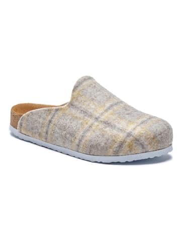 Comfortfusse Wollen pantoffels grijs/geel