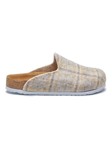 Comfortfusse Wollen pantoffels grijs/geel