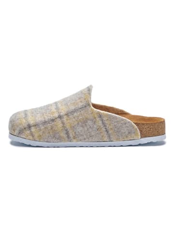 Comfortfusse Wollen pantoffels grijs/geel