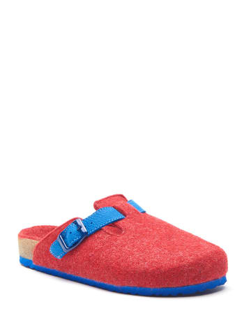 Comfortfusse Wollen pantoffels rood/blauw