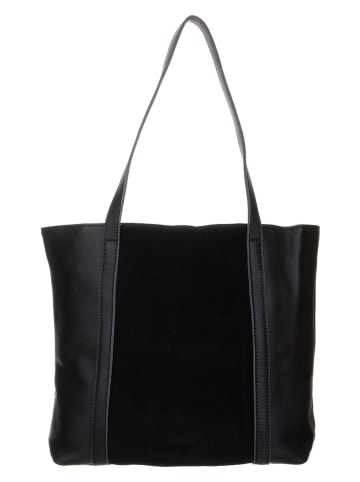 FREDs BRUDER Skórzany shopper bag "Quirly" w kolorze czarnym - 40 x 32 x 10 cm