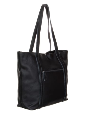 FREDs BRUDER Skórzany shopper bag "Quirly" w kolorze czarnym - 40 x 32 x 10 cm