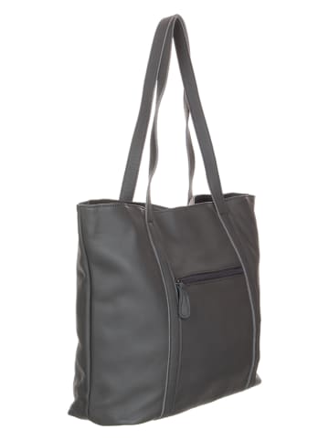 FREDs BRUDER Skórzany shopper bag "Quirly" w kolorze szarym - 40 x 32 x 10 cm