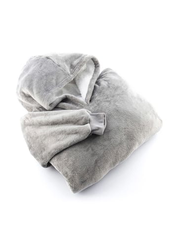 InnovaGoods Polarowy koc z kapturem w kolorze szarym - 160 x 120 x 80 cm