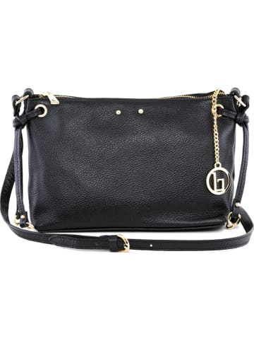 Lia Biassoni Leren schoudertas zwart - (B)27 x (H)18 x (D)10 cm