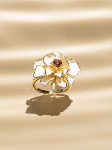 DIAMANTA Złoty pierścionek "Fleur flamboyante" z granatem