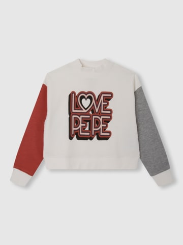 Pepe Jeans Sweatshirt "Essie" in Creme/ Rot/ Grau