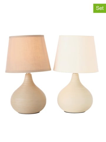 Boltze Lampy stołowe (2 szt.) "Karan" w kolorze beżowym i kremowym