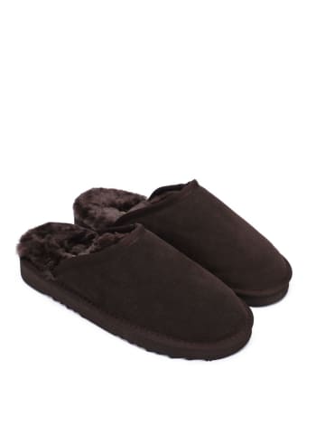 Gooce Pantoffels van schapenvacht "Emerald" donkerbruin