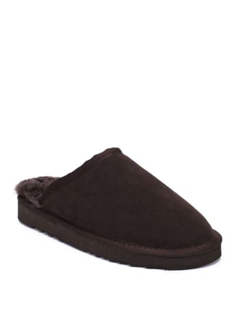 Gooce Pantoffels van schapenvacht "Emerald" donkerbruin