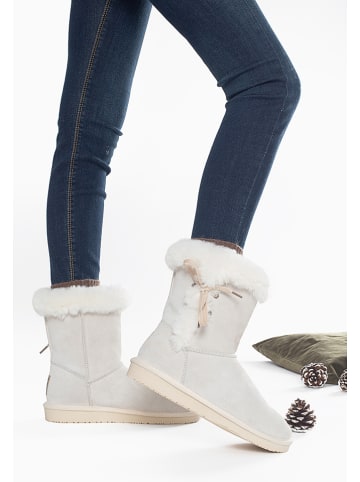 Gooce Skórzane kozaki zimowe "Alissa" w kolorze białym