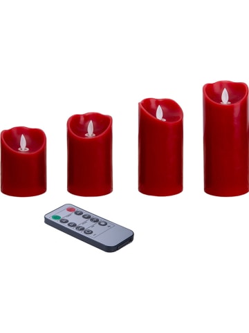 näve 4er-Set: LED-Kerzen in Dunkelrot