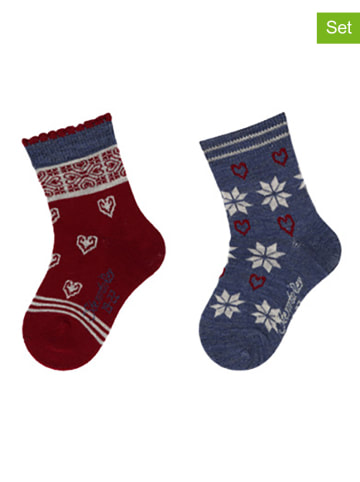 Sterntaler 2-delige set: sokken rood/grijs