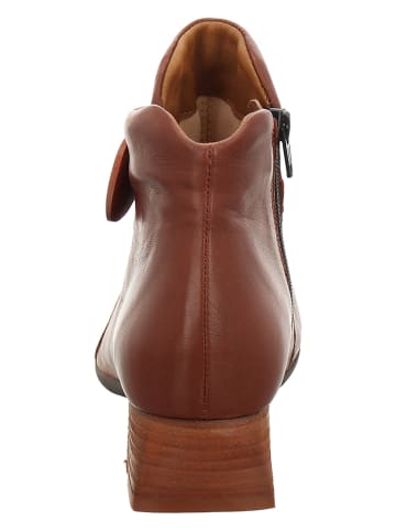 Think! Leder-Ankle-Boots in Hellbraun