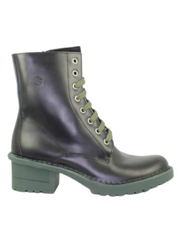Yokono Leren boots zwart/groen