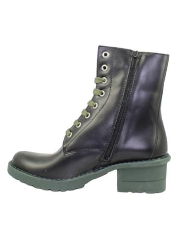 Yokono Leren boots zwart/groen