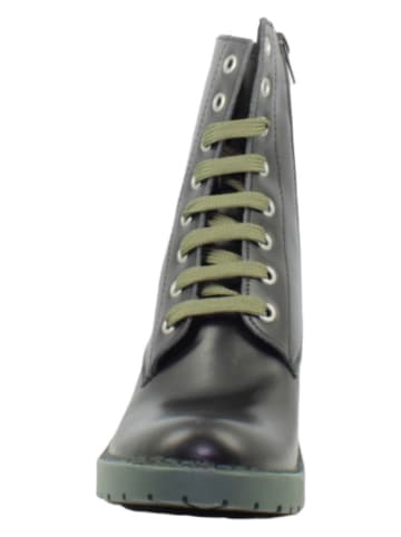 Yokono Leder-Boots in Schwarz/ Grün