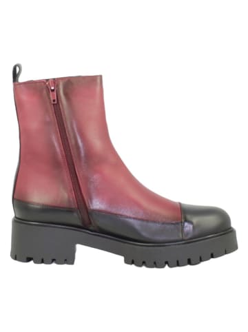 Yokono Leder-Chelsea-Boots in Bordeaux/ Schwarz