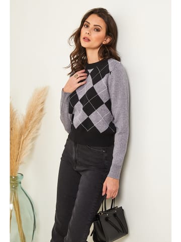 Soft Cashmere Pullover in Schwarz/ Grau