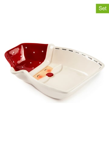 Trendy Kitchen by EXCÉLSA 2-delige set: schalen "Snowman" wit/rood - (L)12,8 x (B)16,8 cm