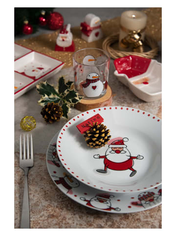 Trendy Kitchen by EXCÉLSA 2-delige set: schalen "Snowman" wit/rood - (L)12,8 x (B)16,8 cm