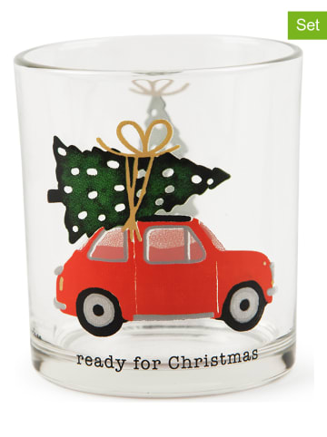 Trendy Kitchen by EXCÉLSA Szklanki (3 szt.) "Ready for Christmas" w kolorze czerwono-zielonym - 250 ml