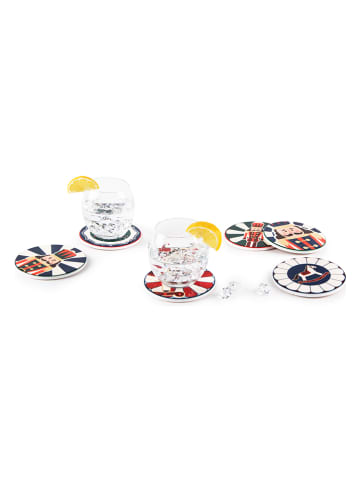 Trendy Kitchen by EXCÉLSA 6-delige onderzetterset "Vintage Christmas" rood/groen/blauw - Ø 10,5 cm