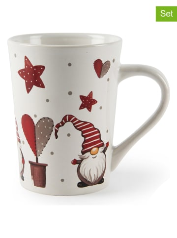 Trendy Kitchen by EXCÉLSA 4er-Set: Tassen "Gnomo" in Weiß/ Rot - 380 ml