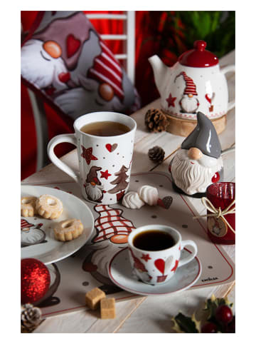 Trendy Kitchen by EXCÉLSA Kubki (4 szt.) "Gnomo" w kolorze biało-czerwonym - 380 ml