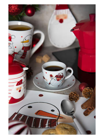 Trendy Kitchen by EXCÉLSA 4-delige set: koppen "Snowman" wit/rood - 380 ml