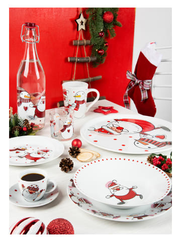 Trendy Kitchen by EXCÉLSA Kubki (4 szt.) "Snowman" w kolorze biało-czerwonym - 380 ml