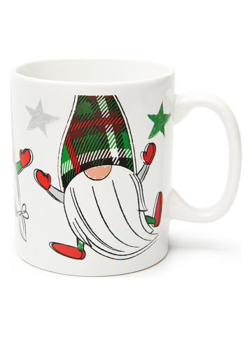 Trendy Kitchen by EXCÉLSA Tasse "Tartan Gnome" in Weiß/ Grün/ Rot - 900 ml