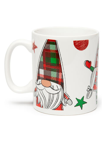 Trendy Kitchen by EXCÉLSA Tasse "Tartan Gnome" in Weiß/ Grün/ Rot - 900 ml