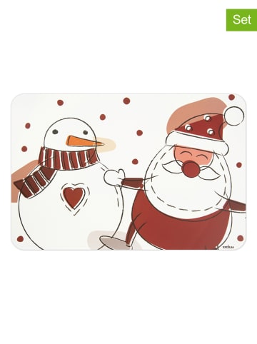 Trendy Kitchen by EXCÉLSA 6-delige set: placemats wit/rood - (L)43 x (B)28,5 cm