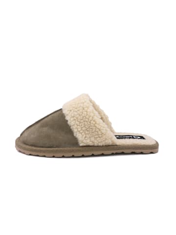 billowy Leder-Hausschuhe in Khaki