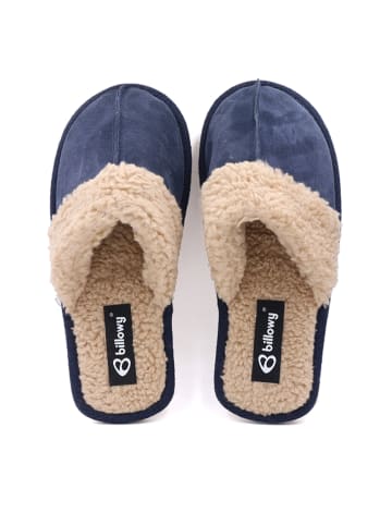 billowy Leder-Hausschuhe in Blau