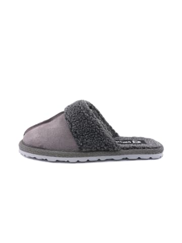 billowy Leder-Hausschuhe in Grau