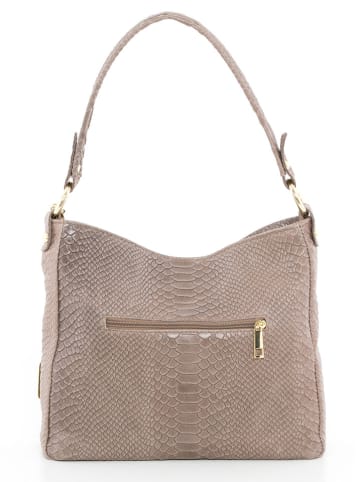 Anna Morellini Leder-Schultertasche "Dania" in Taupe - (B)29 x (H)24 x (T)8 cm