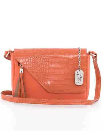 Anna Morellini Leder-Umhängetasche "Lola" in Orange - (L)24 x (B)6 x (H)18 cm