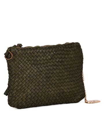 Anna Morellini Leder-Umhängetasche in Oliv - (B)23 x (H)17 x (T)1 cm