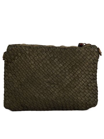 Anna Morellini Leder-Umhängetasche in Oliv - (B)23 x (H)17 x (T)1 cm
