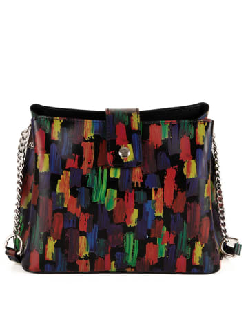 Anna Morellini Leder-Umhängetasche "Olivia" in Schwarz/ Bunt - (L)23 x (B)9 x (H)18 cm