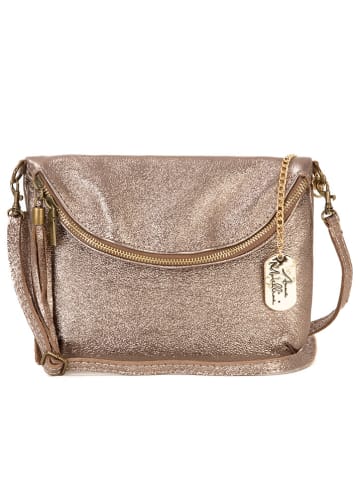 Anna Morellini Leder-UmhÃ¤ngetasche "Beverly" in Beige/ Gold - (B)22 x (H)18 x (T)2 cm